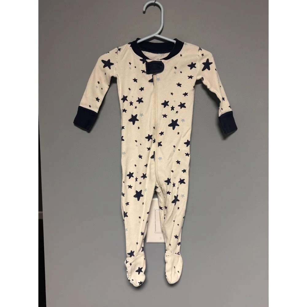 Moon and Back by Hanna Andersson Baby Star Print Organic Cotton Sleeper 3-6M